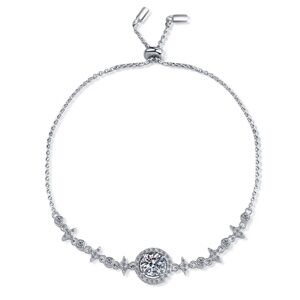 Moissanite Bracelet  With Accents in 925 Sterling Silver